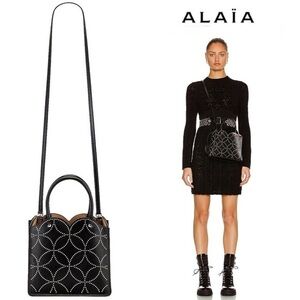 ALAÏA Macro Garance Arabesque 20 Bag Black Silver Studded Women's Bag NWT 1780$